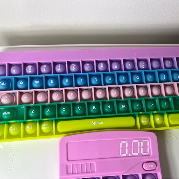 Rainbow Pop It Keyboard Calculator Combo Fidget Sensory Toy - Picture 2 of 4